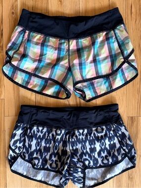 LULULEMON 2 Pair Of 2.5” Inseam Hotty Shorts W/ Underlining Women Sz 6 EXCELLENT